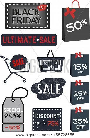Set of sale design elements. Special Discount template for sale banner, poster, flyer, shop.