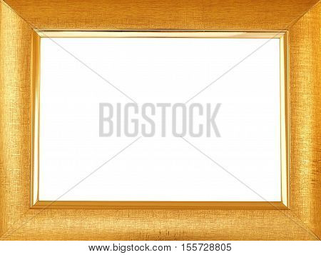 Golden vintage wood frame with white copy space in middle.