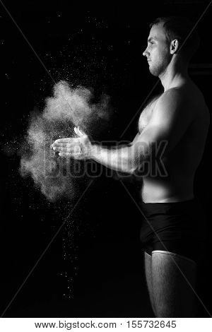 Closeup Of A Muscular Man Ready To Workout.