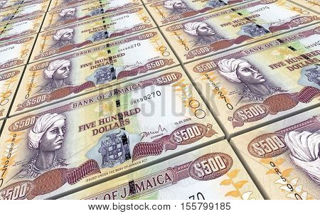 Jamaican dollar bills stacks background. 3D illustration