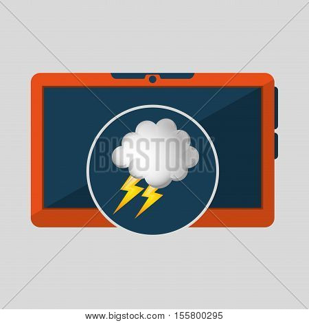 laptop technology. weather forecast cloud lightning icon graphic vector illustration eps 10