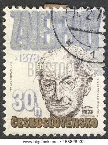 MOSCOW RUSSIA - CIRCA OCTOBER 2016: a post stamp printed in CZECHOSLOVAKIA dedicated to the 100th Birth Anniversary of Z. Nejedly circa 1978