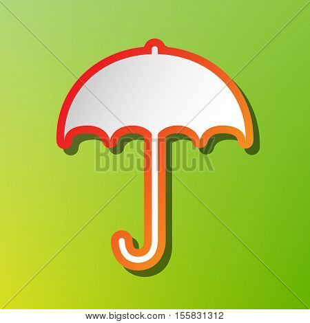 Umbrella Sign Icon. Rain Protection Symbol. Flat Design Style. Contrast Icon With Reddish Stroke On
