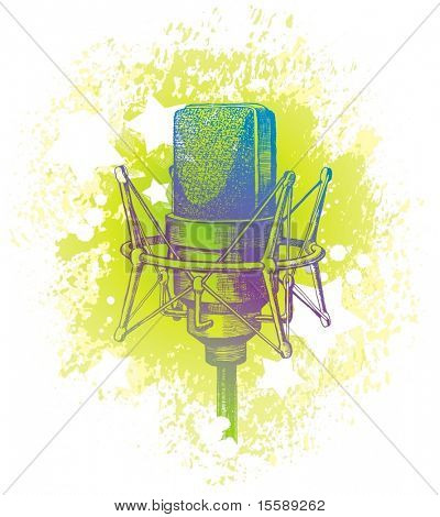 Microfono a condensatore studio disegnato mano