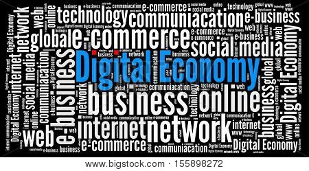 Digital Economy in word collage