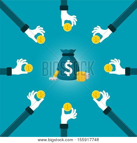 Joint Investment Fund Vector Concept In Flat Style