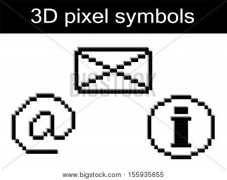 Vector pixel e-mail on white background - illustration