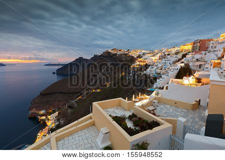 Town of Fira on Santorini island, Greece.