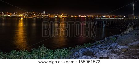 Vadso panorama with the church and harbour