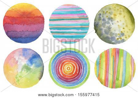 Abstract acrylic and watercolor circle painted background. Texture paper. Isolated. Collection.