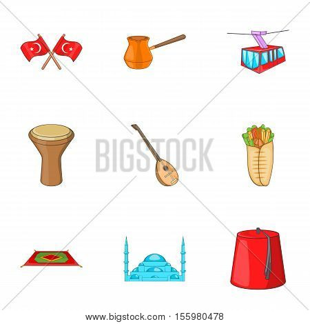 Turkey icons set. Cartoon illustration of 9 Turkey vector icons for web