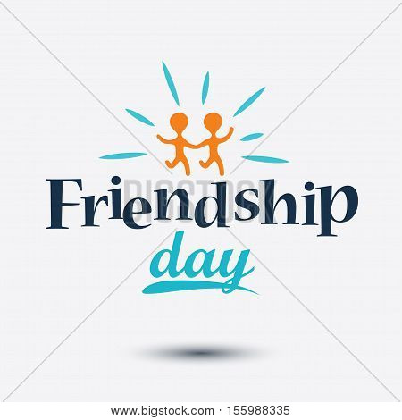 Happy Friendship day typographic colorful design. Usable as friendship day greeting cards posters. Vector illustration in flat style isolated from the background
