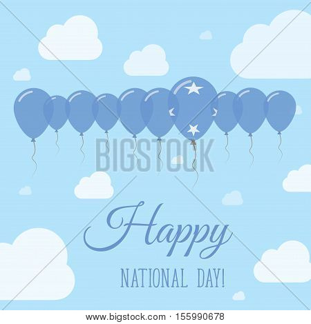 Micronesia, Federated States Of National Day Flat Patriotic Poster. Row Of Balloons In Colors Of The