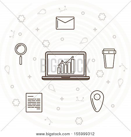 Business concept. Marketing research icons. Thin line art vector illustration.