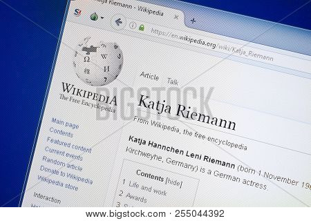 Ryazan, Russia - August 19, 2018: Wikipedia Page About Katja Riemann On The Display Of Pc