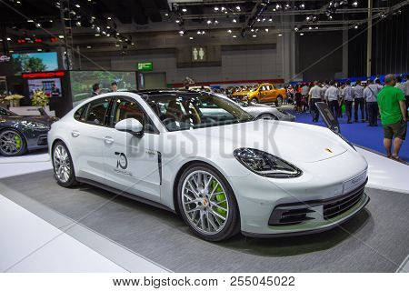 Bangkok, Thailand - August 22, 2018: Porshche Panamera 4s Executive Presented In Big Motor Sale 2018