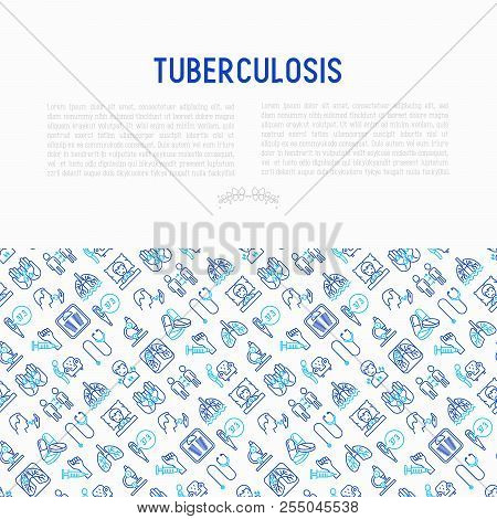 Tuberculosis Concept With Thin Line Icons: Infection In Lungs, X-ray Image, Dry Cough, Pain In Chest
