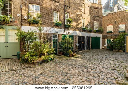 London. August 2018. A View Of A Mews House In Belgravia In London
