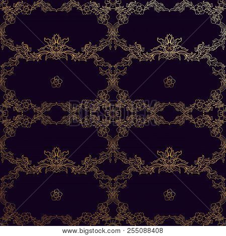 Seamless Pattern, Background Of Gold Decorative Elements Of Trad