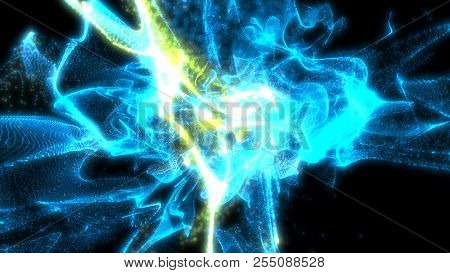 Conceptual Abstract Of Blue Quantum Scape. 3d Illustration