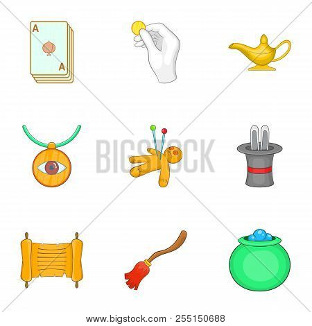 Witchery Icons Set. Cartoon Illustration Of 9 Witchery Icons For Web
