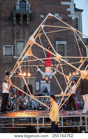 Cracow, Poland - July 7, 2018: Performance Of Foam Days Performed By The Enigineering Theatre Akhe A