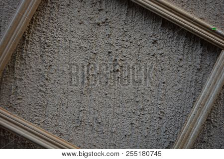 Stylish Wooden Frame For Photos Of White Wood On The Background Of An External Building Wall With A 