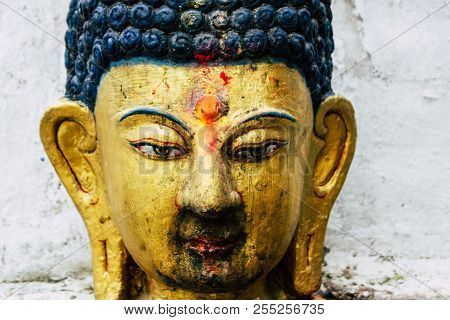 Kathmandu Nepal August 24, 2018 View Of The Shree Gha Stupa Temple Located In Naghal District Betwee