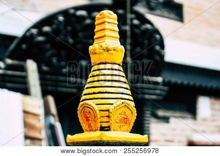 Kathmandu Nepal August 24, 2018 View Of The Shree Gha Stupa Temple Located In Naghal District Betwee