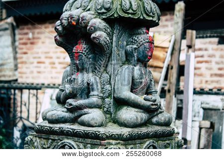 Kathmandu Nepal August 24, 2018 View Of The Shree Gha Stupa Temple Located In Naghal District Betwee