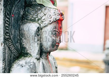 Kathmandu Nepal August 24, 2018 View Of The Shree Gha Stupa Temple Located In Naghal District Betwee