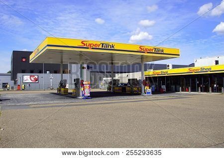 Zeewolde,  Flevoland, The Netherlands - August 26, 2018: Dutch Supertank Self Service Gas Station Ag