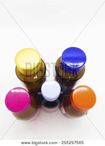 Medication Concept, Baby Medicine Bottle Are Isolated On White Background With Clipping Path.