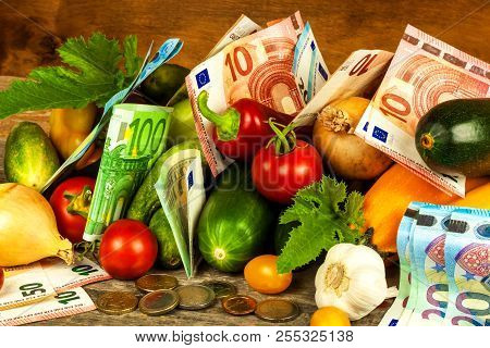 Money For Farmers. Subsidies For Agriculture. Financing Of Vegetable Growing. Valid Euro Banknotes A