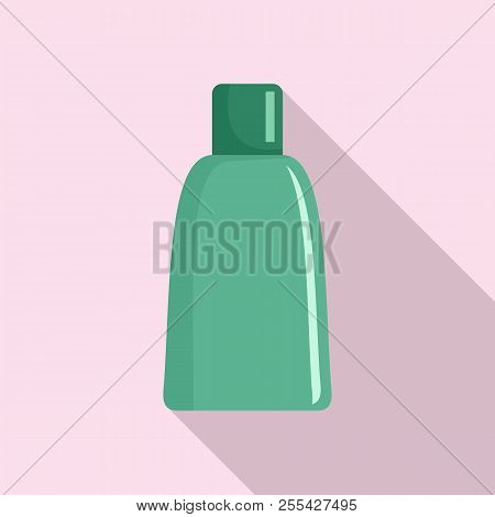 Green Cosmetic Bottle Icon. Flat Illustration Of Green Cosmetic Bottle Icon For Web Design