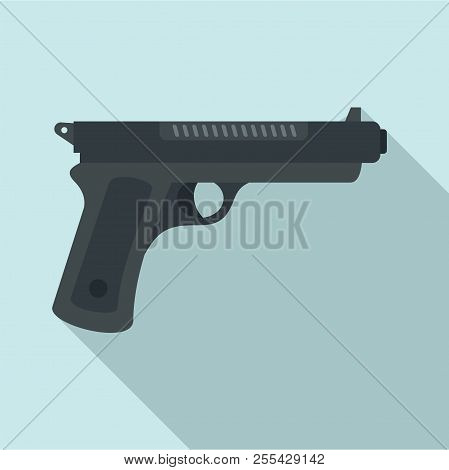 Gangster Pistol Icon. Flat Illustration Of Gangster Pistol Icon For Web Design