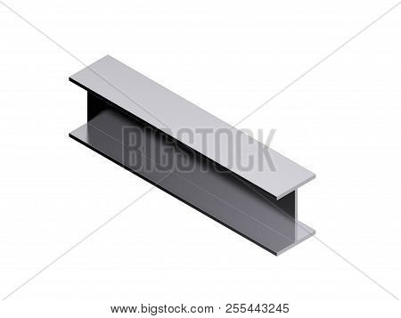 Metal Profile H-beam. Isolated On White Background. 3d Rendering Illustration. Isometric Projection.