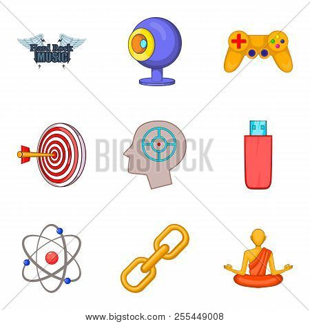 Playing Time Icons Set. Cartoon Set Of 9 Playing Time Icons For Web Isolated On White Background