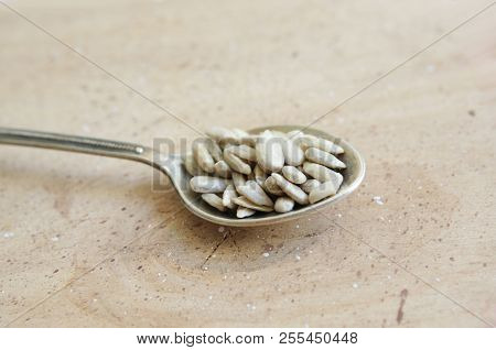 Sunflower Seeds, Portion Of Seeds In Spoon- Photophone, Background