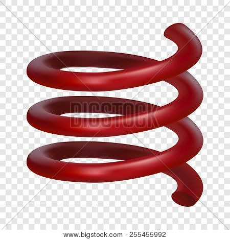 Red Spring Cable Mockup. Realistic Illustration Of Red Spring Cable Mockup For On Transparent Backgr