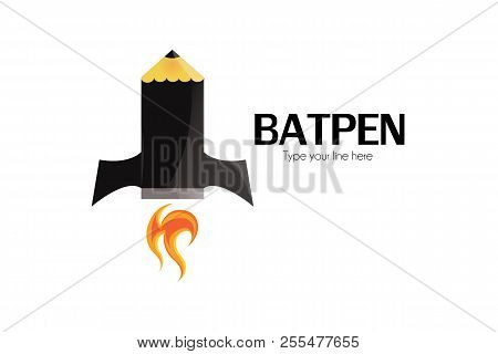 Batpen Logo - White Background Illustartion Design