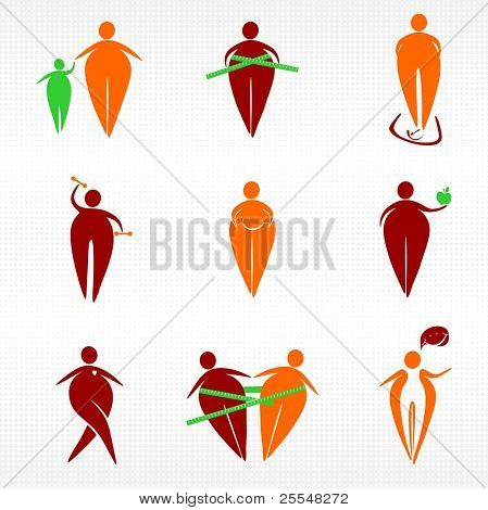 overvægtige kampen ikoner sæt