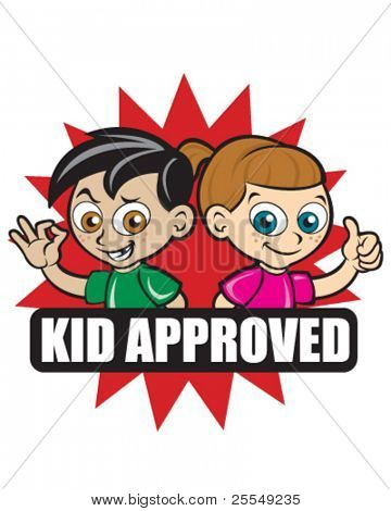 Kid hyväksytty kuvaketta. Poika ja tyttö punainen Flash versio
