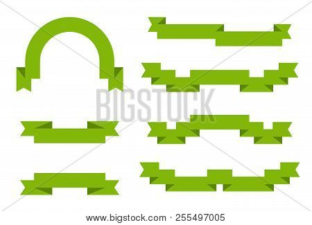 Set Of Colored Ribbons. Collection Of Banners And Ribbons Over White Background