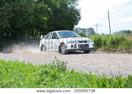 Amateur Rally, Dirt Road, Car With Rider. Latvia 2018
