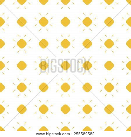 Yellow Dots Vector Seamless Pattern. Simple Geometric Texture With Polka Dots, Circles, Flowers. Ill