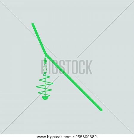 Icon Of  Fishing Feeder Net. Gray Background With Green. Vector Illustration.