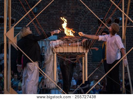 Cracow, Poland - July 7, 2018: Performance Of Foam Days Performed By The Enigineering Theatre Akhe A