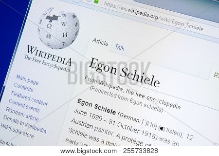 Ryazan, Russia - August 28, 2018: Wikipedia Page About Egon Schiele On The Display Of Pc