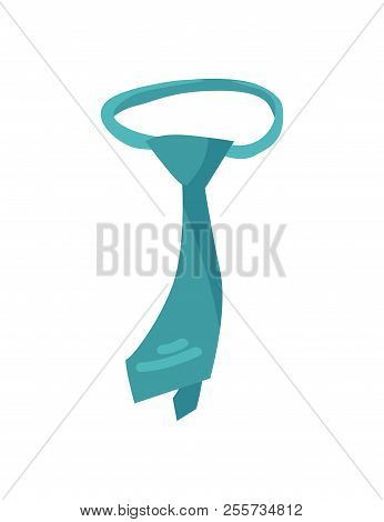 Tie Element Of Formal Wear Or Suit, Blue Necktie Icon Long Piece Of Cloth Worn Around The Neck, Vect